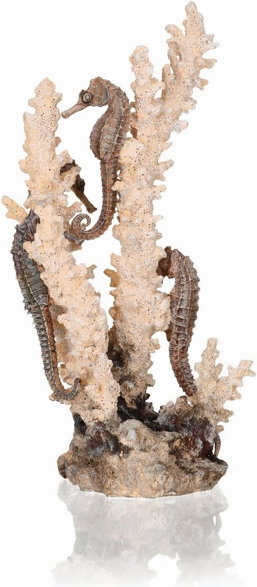 biOrb Medium Seahorse Sculpture, Ceramic Resin Centerpiece for Freshwater and Marine Aquariums, Beige/Tan