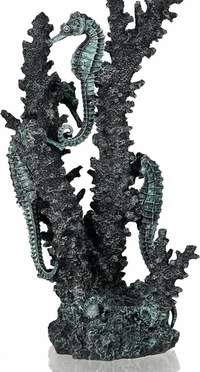 biOrb Medium Seahorse Sculpture, Ceramic Resin Centerpiece for Freshwater and Marine Aquariums, Black