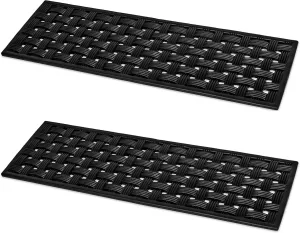 BIRDROCK HOME 9 x 30 Rubber Stair Mat with Basket Weave Design - Tread Mat - Stairs Treads - Keeps Your Floors Clean - Anti Slip Outdoor Steps Doormat - Decorative Design (2 Pack)
