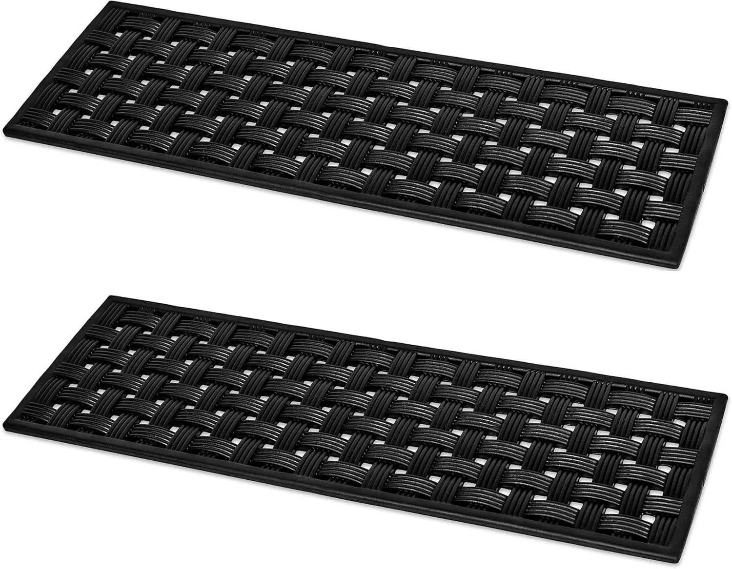 BIRDROCK HOME 9 x 30 Rubber Stair Mat with Basket Weave Design - Tread Mat - Stairs Treads - Keeps Your Floors Clean - Anti Slip Outdoor Steps Doormat - Decorative Design (2 Pack)