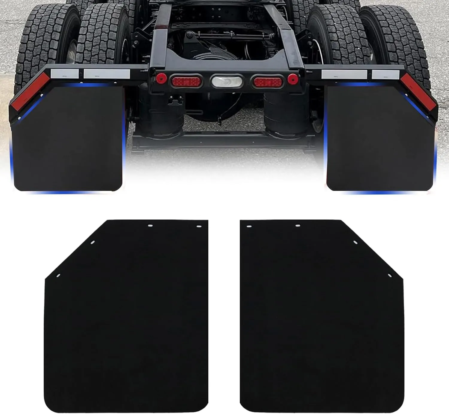 Black Polymer Mud Flap for Semi Trucks and Trailer,Universal Mud Flaps Mudguards Dirty Traps 24x30 Inches,2PCS,Cut Corner Design Mud Guards
