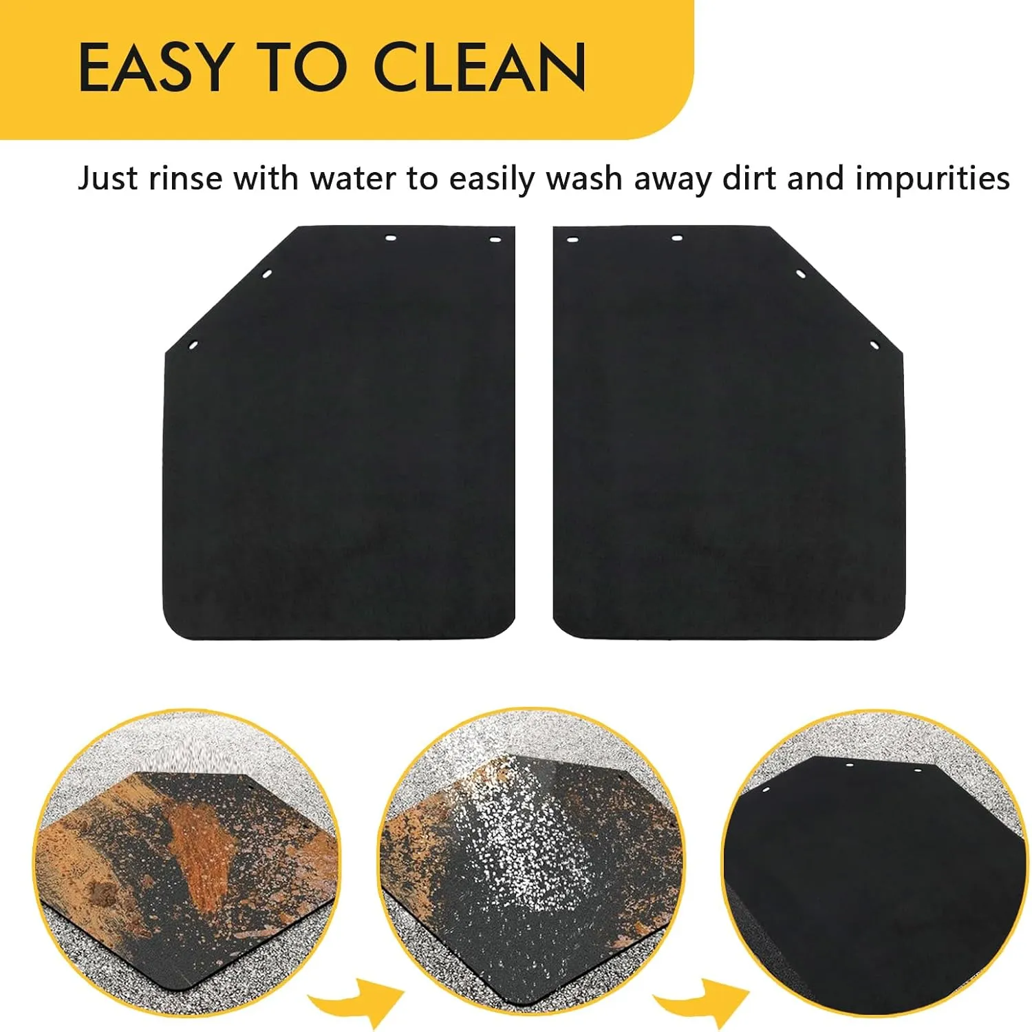 Black Polymer Mud Flap for Semi Trucks and Trailer,Universal Mud Flaps Mudguards Dirty Traps 24x30 Inches,2PCS,Cut Corner Design Mud Guards