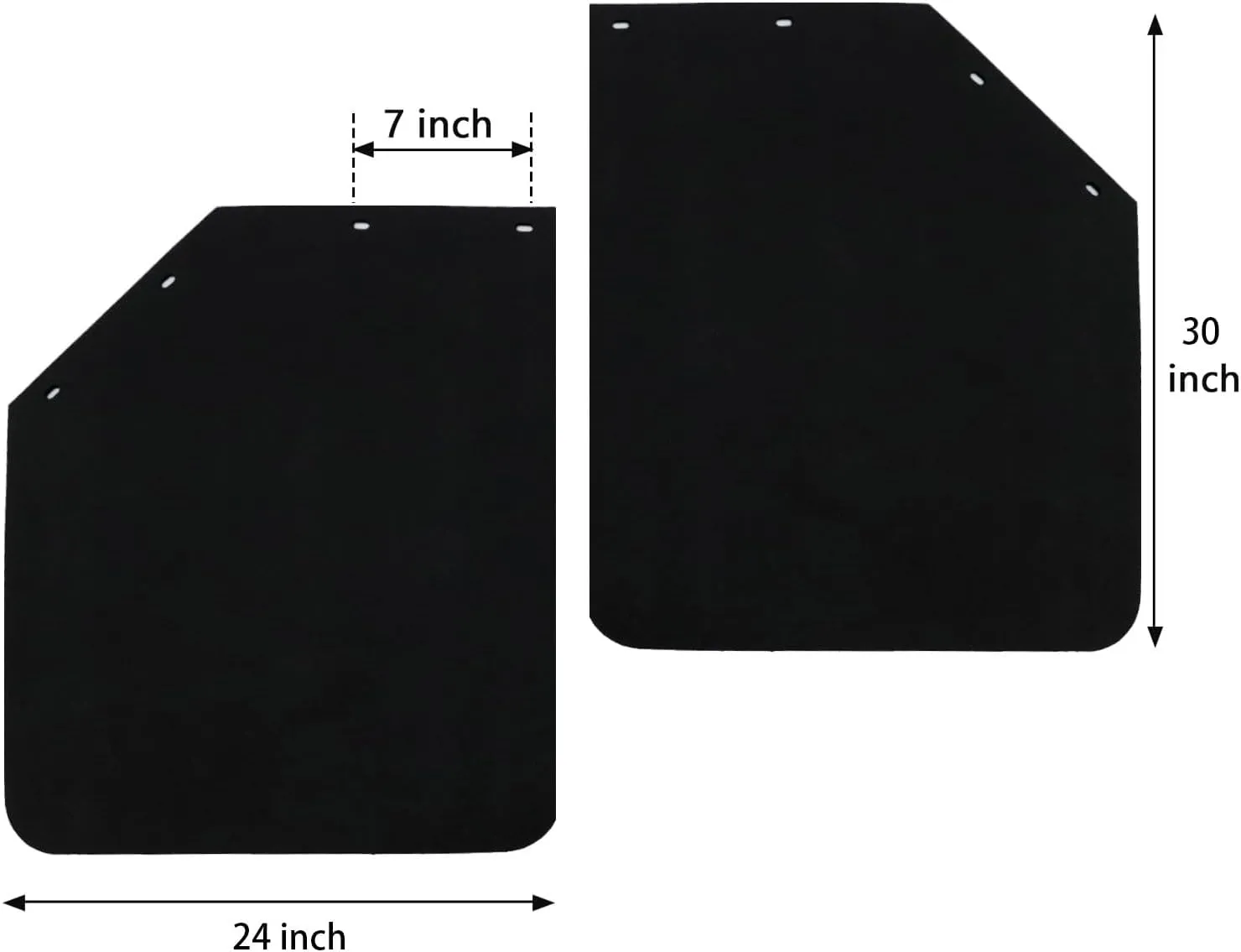 Black Polymer Mud Flap for Semi Trucks and Trailer,Universal Mud Flaps Mudguards Dirty Traps 24x30 Inches,2PCS,Cut Corner Design Mud Guards