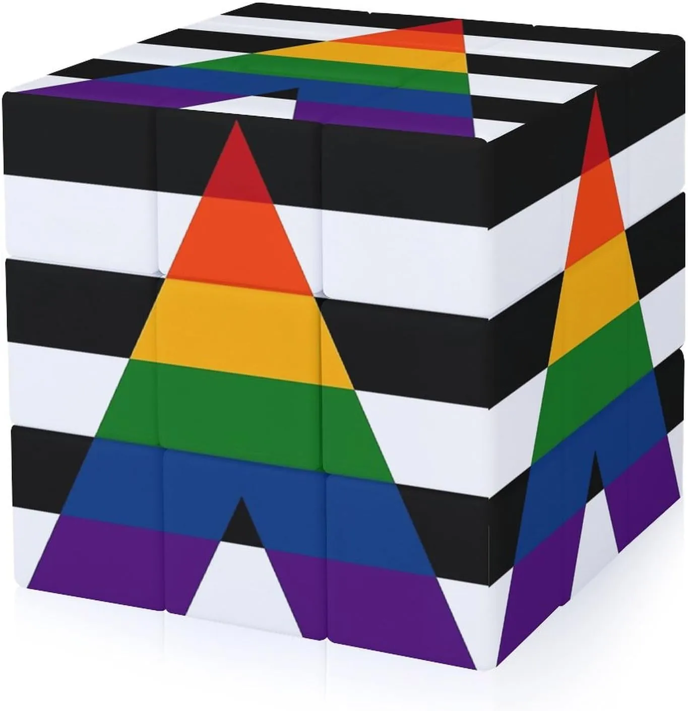 Black White Stripe Gay Proud Flag Adults 3x3x3 Color-Matching Smooth Fully Printed Cube Gift