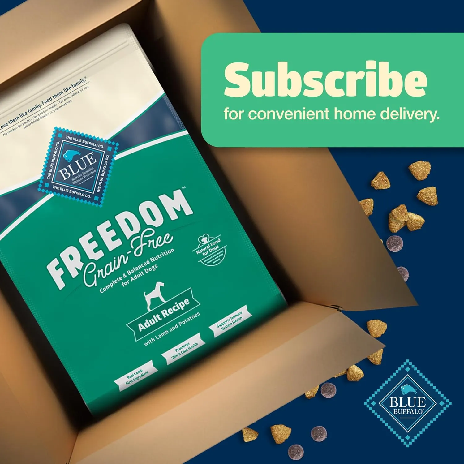 Blue Buffalo Freedom Grain-Free Dry Dog Food, Complete & Balanced Nutrition for Adult Dogs, Made in the USA With Natural Ingredients, Lamb & Potatoes, 11-lb Bag