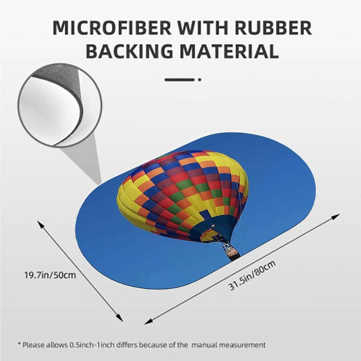 Blue Water Absorbent Mat Nostalgic Hot Air Balloons in Sky Flying Journey Nonslip Super Absorbent Quick-Dry Diatom Mud Bathroom Mats Colorful 19.7x31.5 Inches