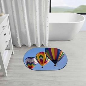 Blue Diatomite Mud Floor Mat Nostalgic Hot Air Balloons in Sky Flying Journey Water Absorbent Rug Diatom Mud Mat for Indoor and Outdoor Colorful 19.7x31.5 Inches