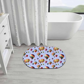 Blue Non Slip Quick Dry Bathroom Rugs Nostalgic Hot Air Balloons in Sky Flying Journey Diatom Mud Floor Mat Mats for Bathroom Laundry Room Colorful 19.7x31.5 Inches