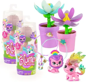 Blume Petal Pets 2-Pack, UNbox A Surprise Collectible Pet & Charm Bracelet! (Series 1)