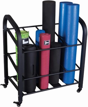 Body-Solid (GYR500 Foam Roller Storage Organizer and Yoga Mat Rack Holder with Lockable Wheels Suitable for Home, Studio Use, Commercial and Home Gym Accessories Can Hold 12 Fitness Rollers and Mats