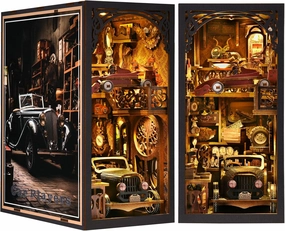 Book Nook Kit, Book Nook Kits for Adults DIY Booknook Model Build, DIY 3D Wooden Puzzle Bookend Booknook Bookshelf Insert Miniature Dollhouse Kit for Home Decoration