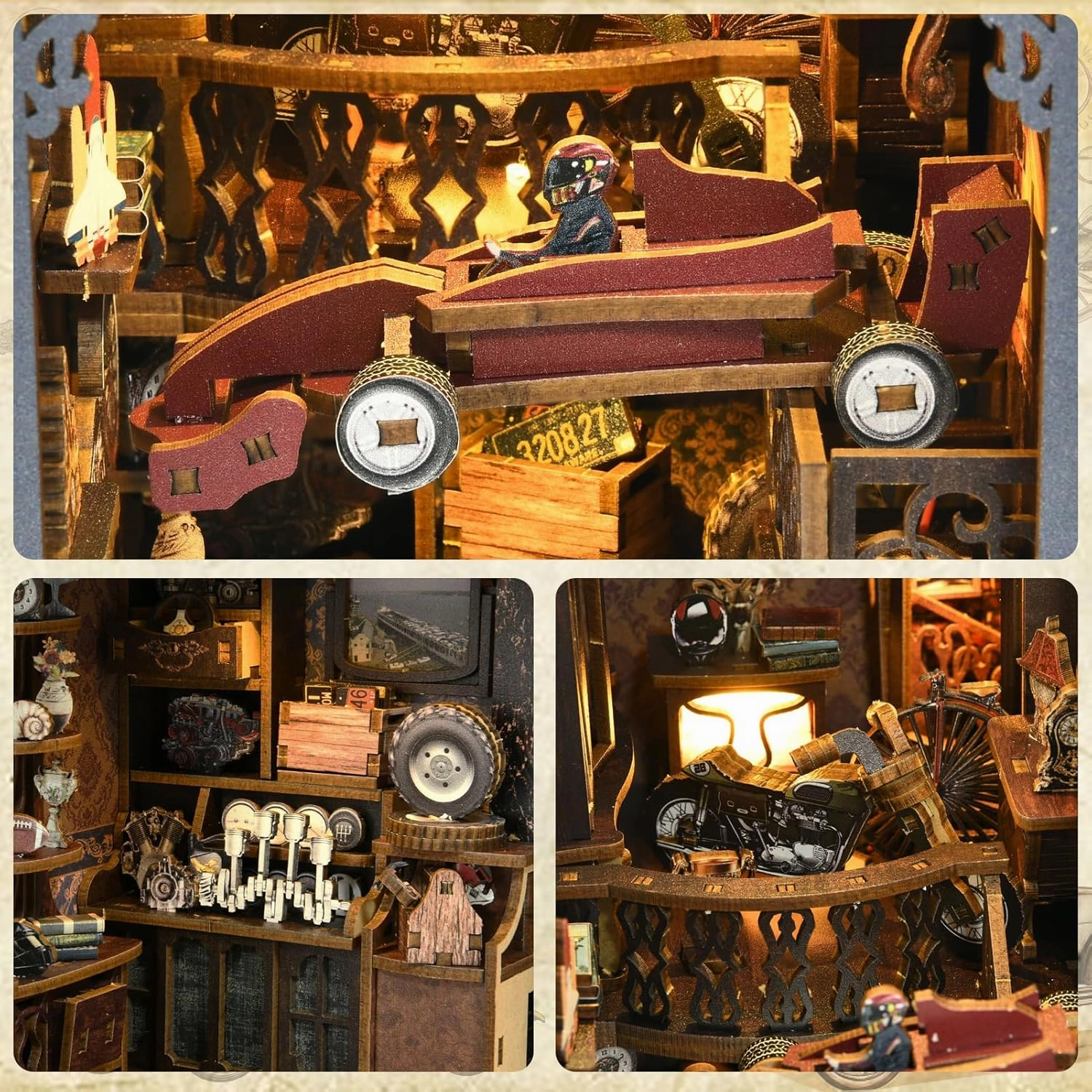 Book Nook Kit, Book Nook Kits for Adults DIY Booknook Model Build, DIY 3D Wooden Puzzle Bookend Booknook Bookshelf Insert Miniature Dollhouse Kit for Home Decoration