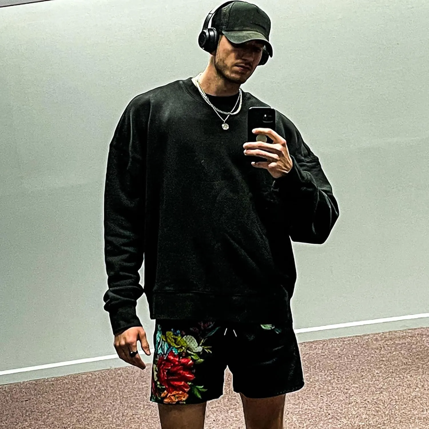 BOOMLEMON Mens Mesh Graphic Print Shorts Casual Fashion Cool Shorts Retro Active Gym Streetwear Short Pants