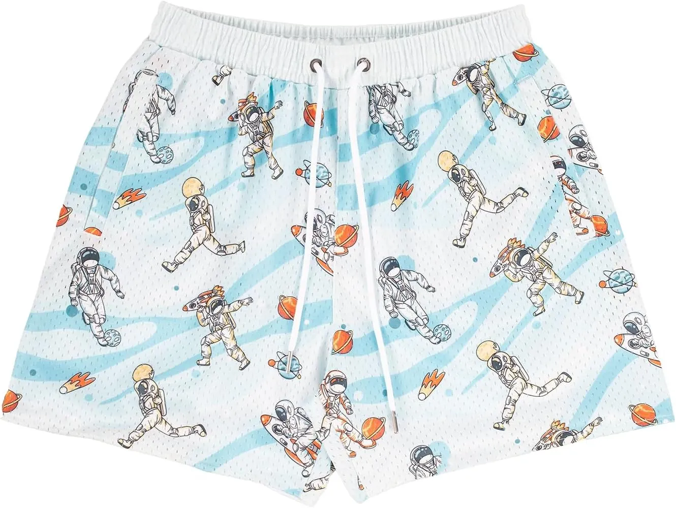 BOOMLEMON Mens Mesh Graphic Print Shorts Casual Fashion Cool Shorts Retro Active Gym Streetwear Short Pants