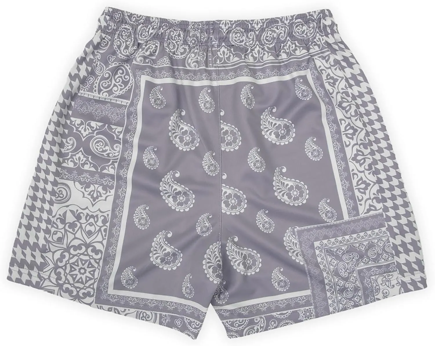 BOOMLEMON Men's Retro Paisley Shorts Mesh Print Casual Beach Shorts Athletic Gym Workout Running Short Pants