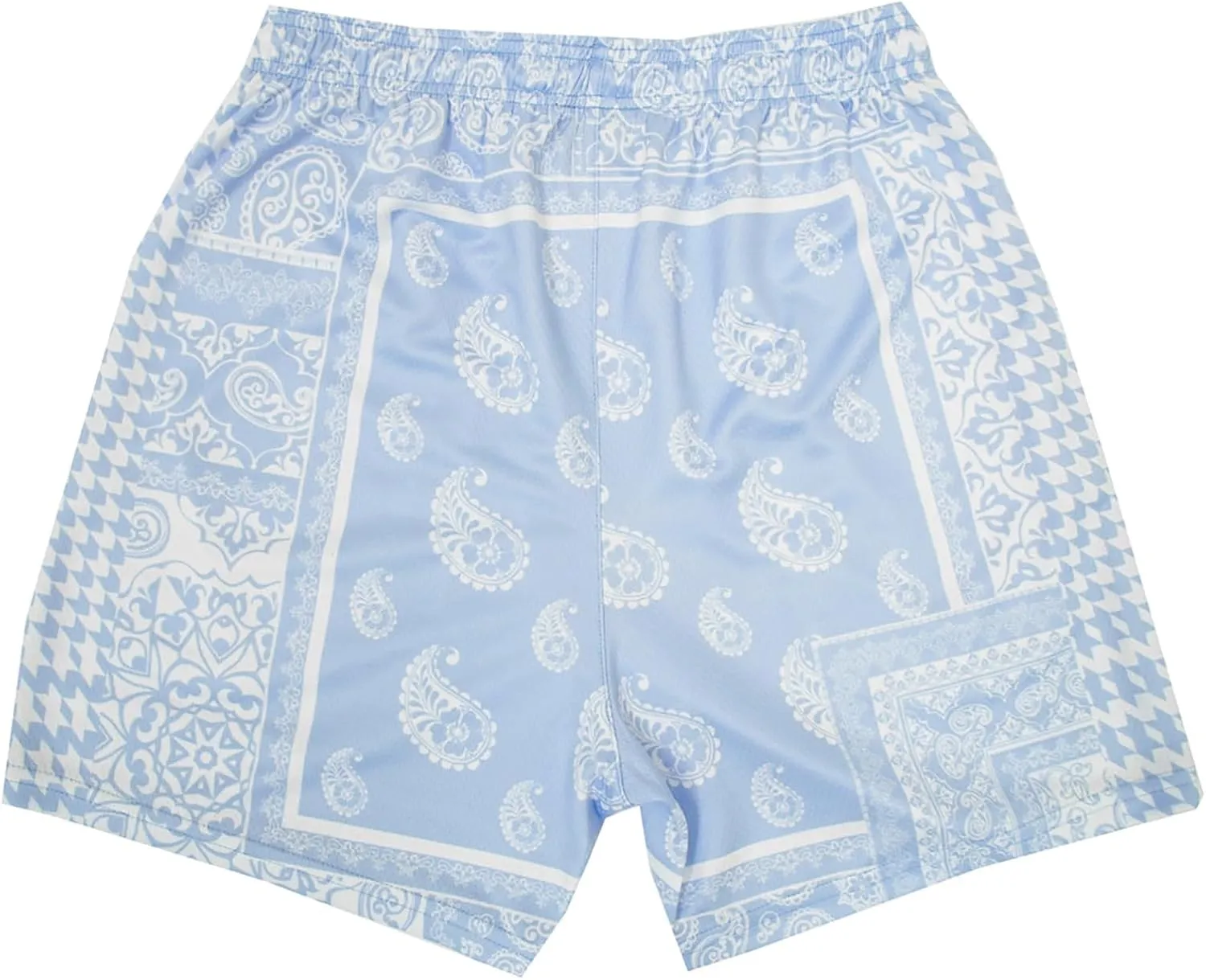 BOOMLEMON Men's Retro Paisley Shorts Mesh Print Casual Beach Shorts Athletic Gym Workout Running Short Pants