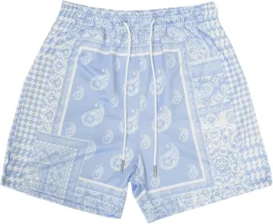 BOOMLEMON Men's Retro Paisley Shorts Mesh Print Casual Beach Shorts Athletic Gym Workout Running Short Pants