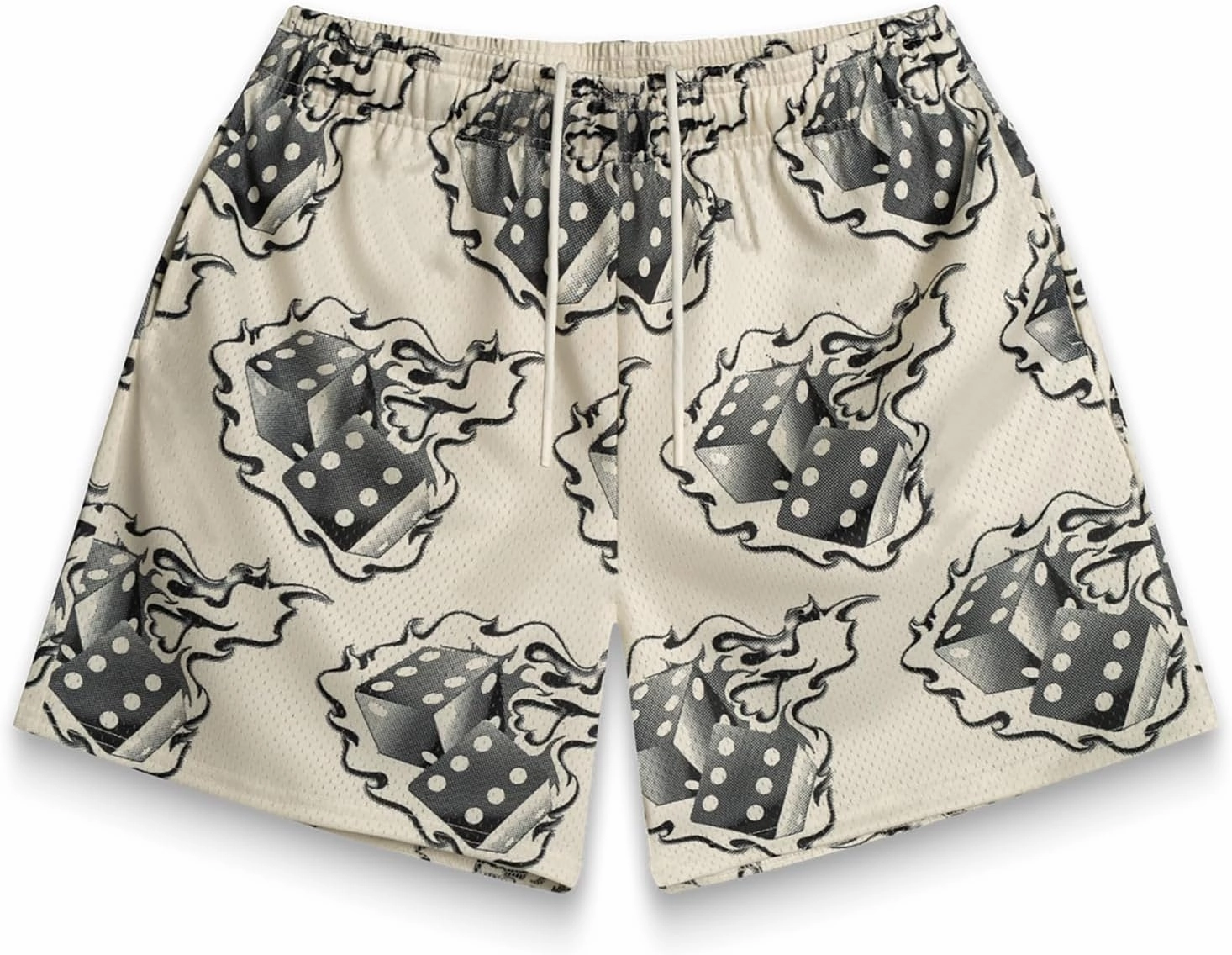 BOOMLEMON Men's Basketball Shorts Casual Workout Athletic Shorts Mesh Flame Graphic Print Running Short Pants