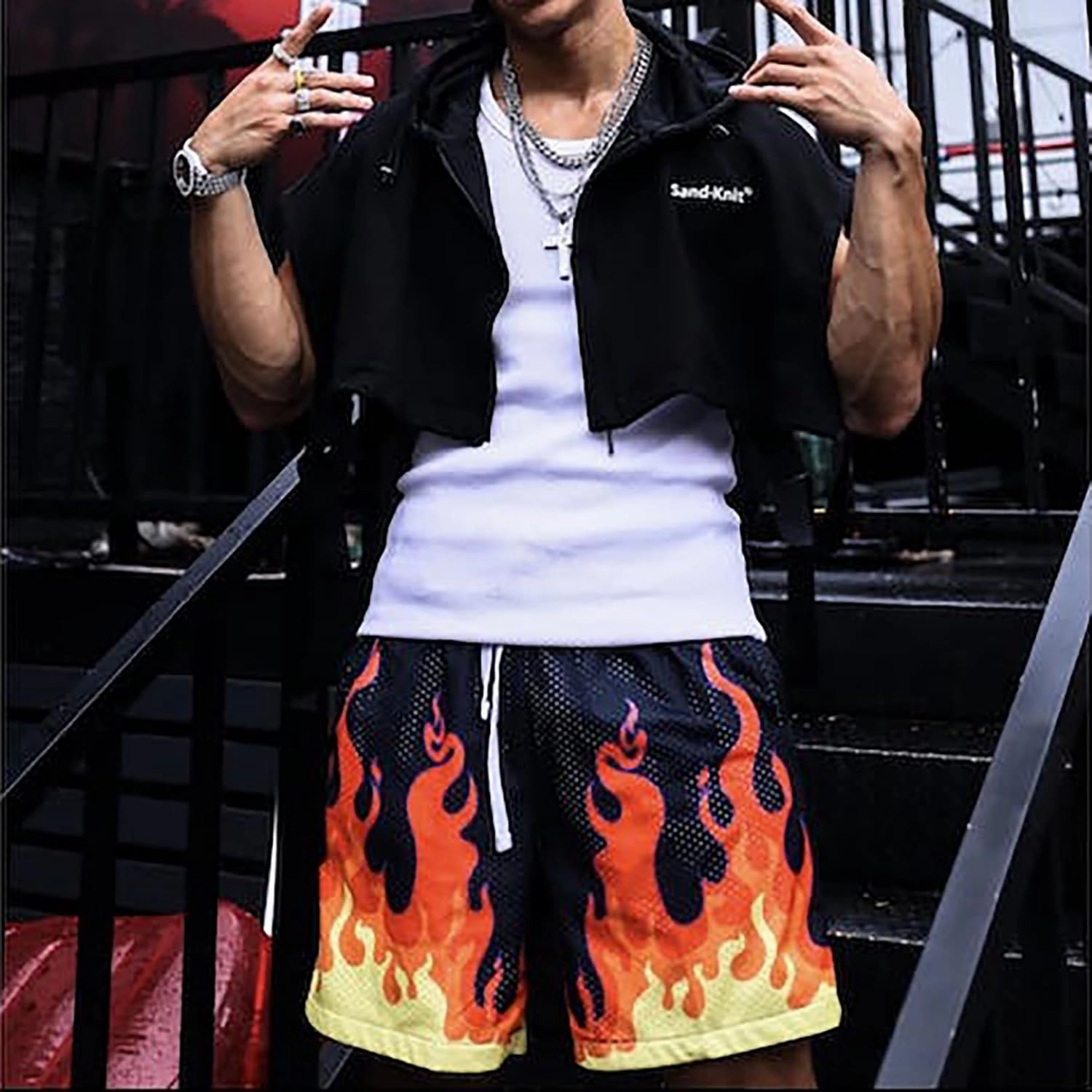 BOOMLEMON Men's Basketball Shorts Casual Workout Athletic Shorts Mesh Graphic Print Running Short Pants