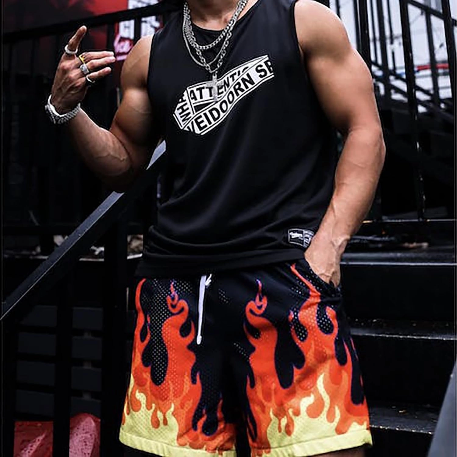 BOOMLEMON Men's Basketball Shorts Casual Workout Athletic Shorts Mesh Graphic Print Running Short Pants