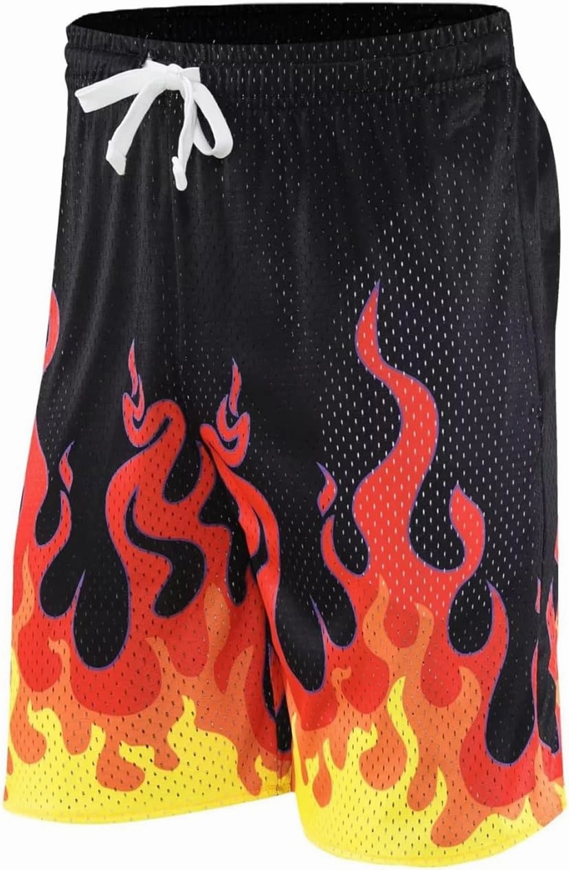 BOOMLEMON Men's Basketball Shorts Casual Workout Athletic Shorts Mesh Graphic Print Running Short Pants