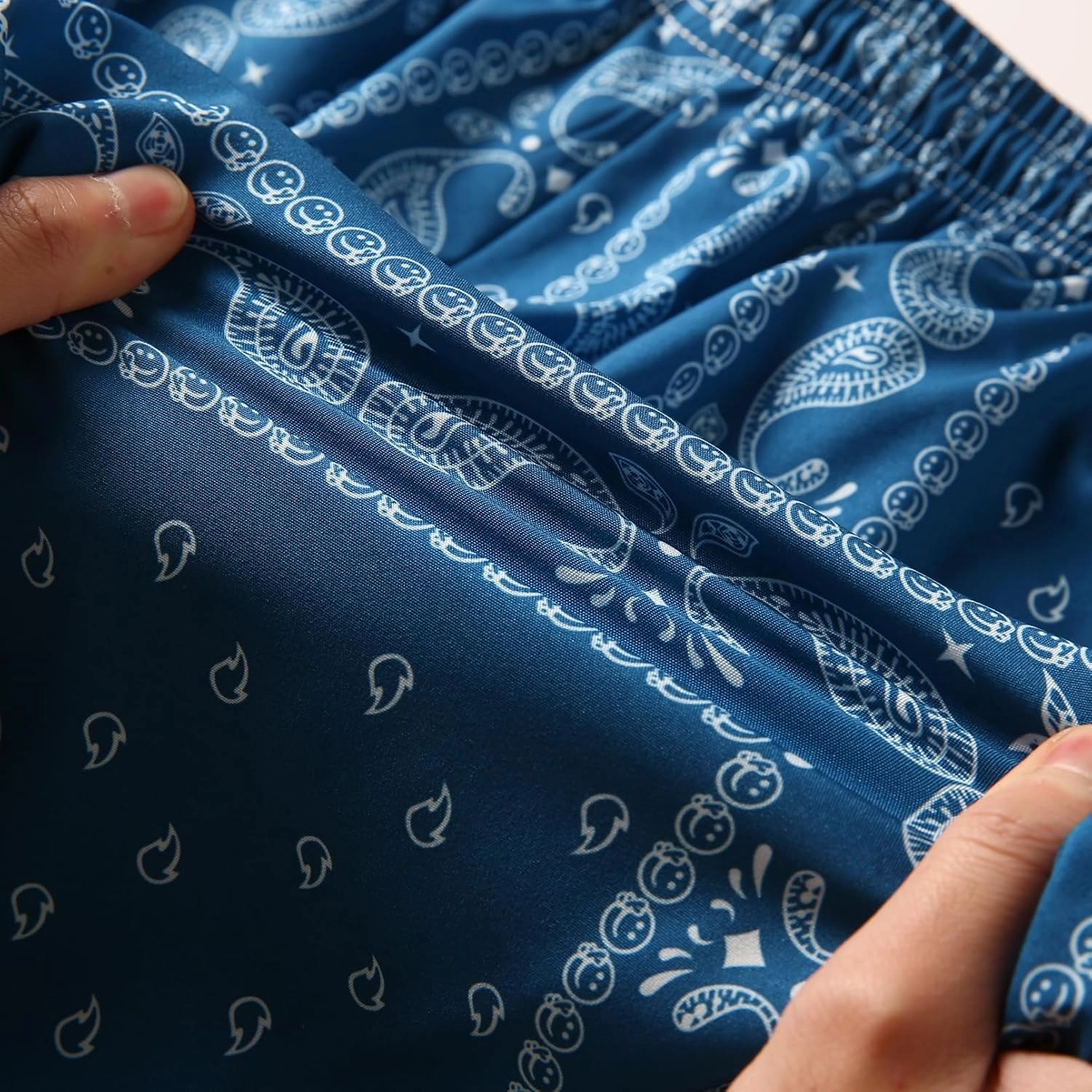 BOOMLEMON Men's Retro Paisley Shorts Mesh Print Casual Beach Shorts Athletic Gym Workout Running Short Pants