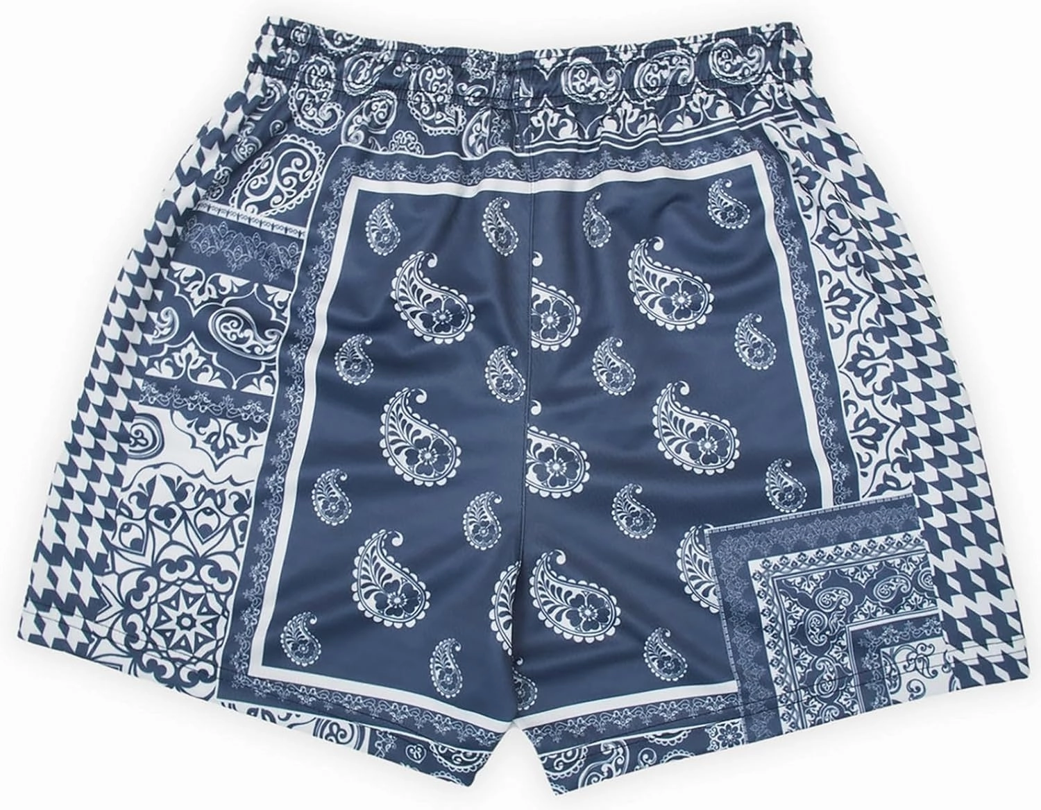 BOOMLEMON Men's Retro Paisley Shorts Mesh Print Casual Beach Shorts Athletic Gym Workout Running Short Pants