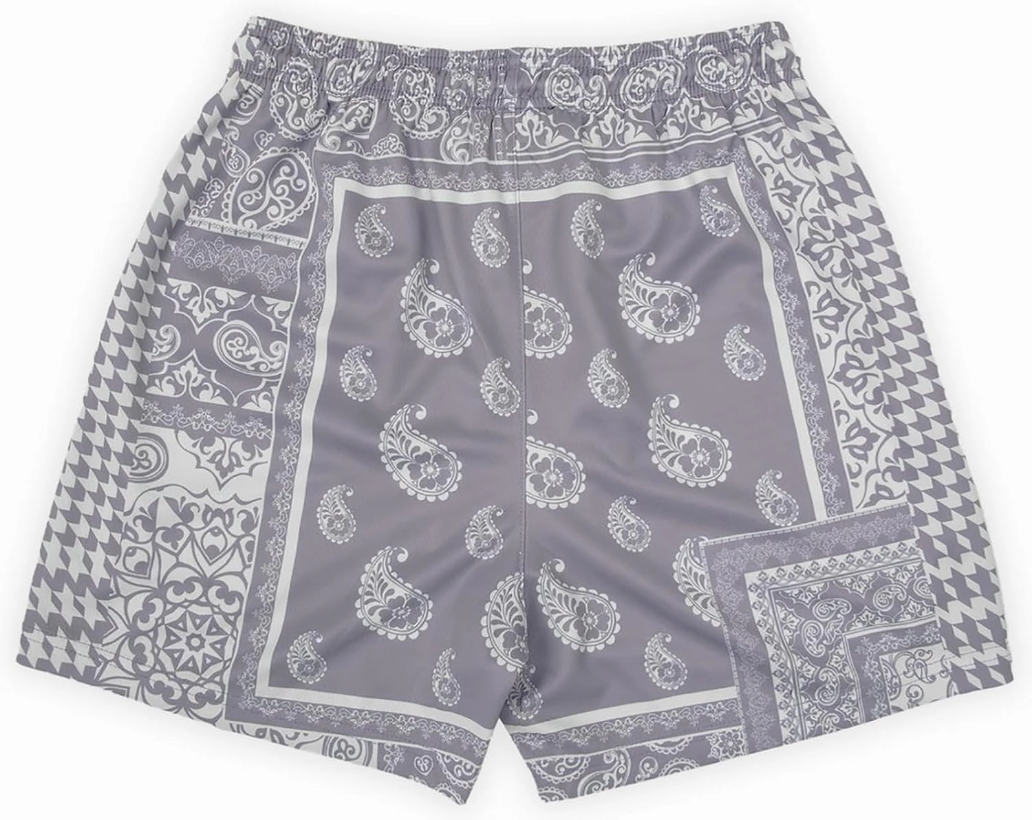 BOOMLEMON Men's Retro Paisley Shorts Mesh Print Casual Beach Shorts Athletic Gym Workout Running Short Pants