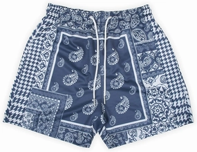 BOOMLEMON Men's Retro Paisley Shorts Mesh Print Casual Beach Shorts Athletic Gym Workout Running Short Pants