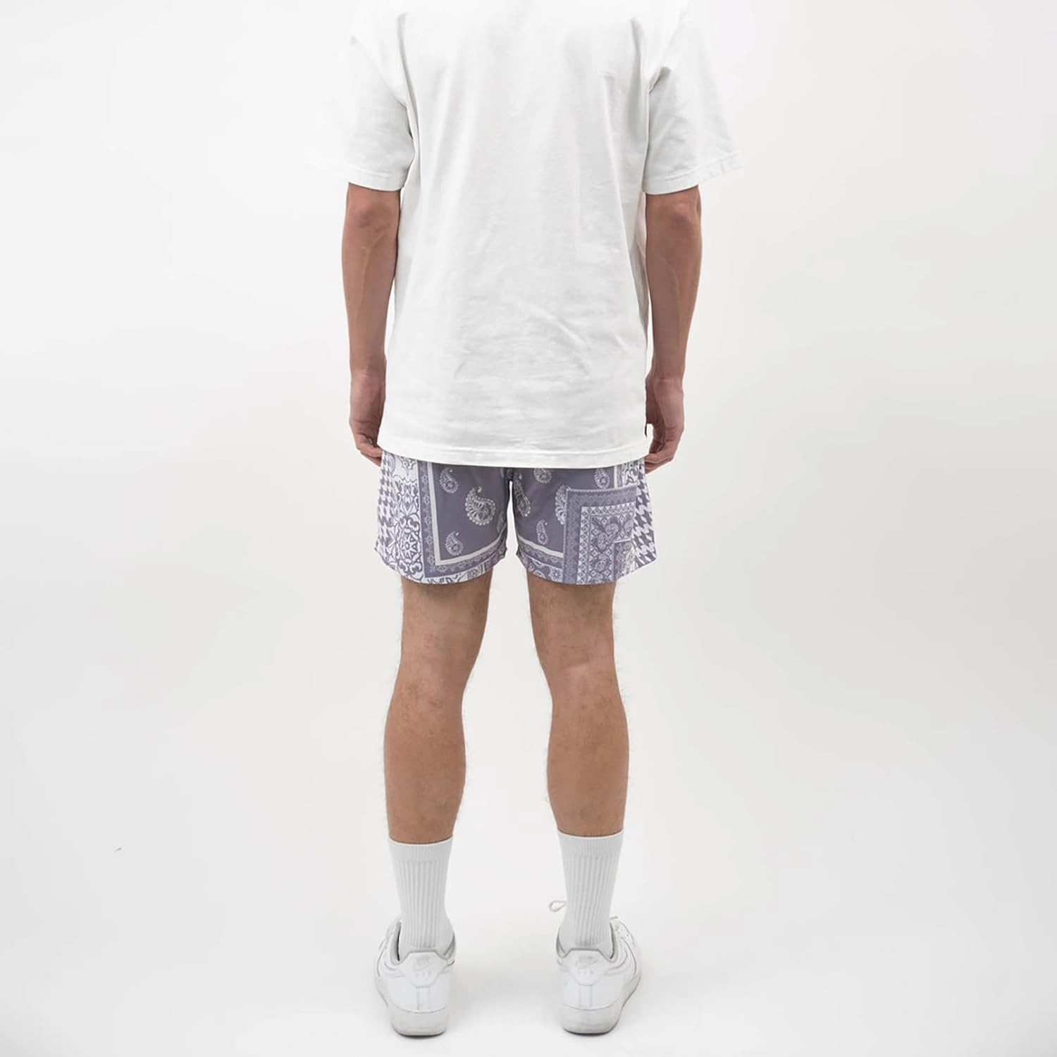 BOOMLEMON Men's Retro Paisley Shorts Mesh Print Casual Beach Shorts Athletic Gym Workout Running Short Pants