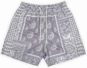 BOOMLEMON Men's Retro Paisley Shorts Mesh Print Casual Beach Shorts Athletic Gym Workout Running Short Pants