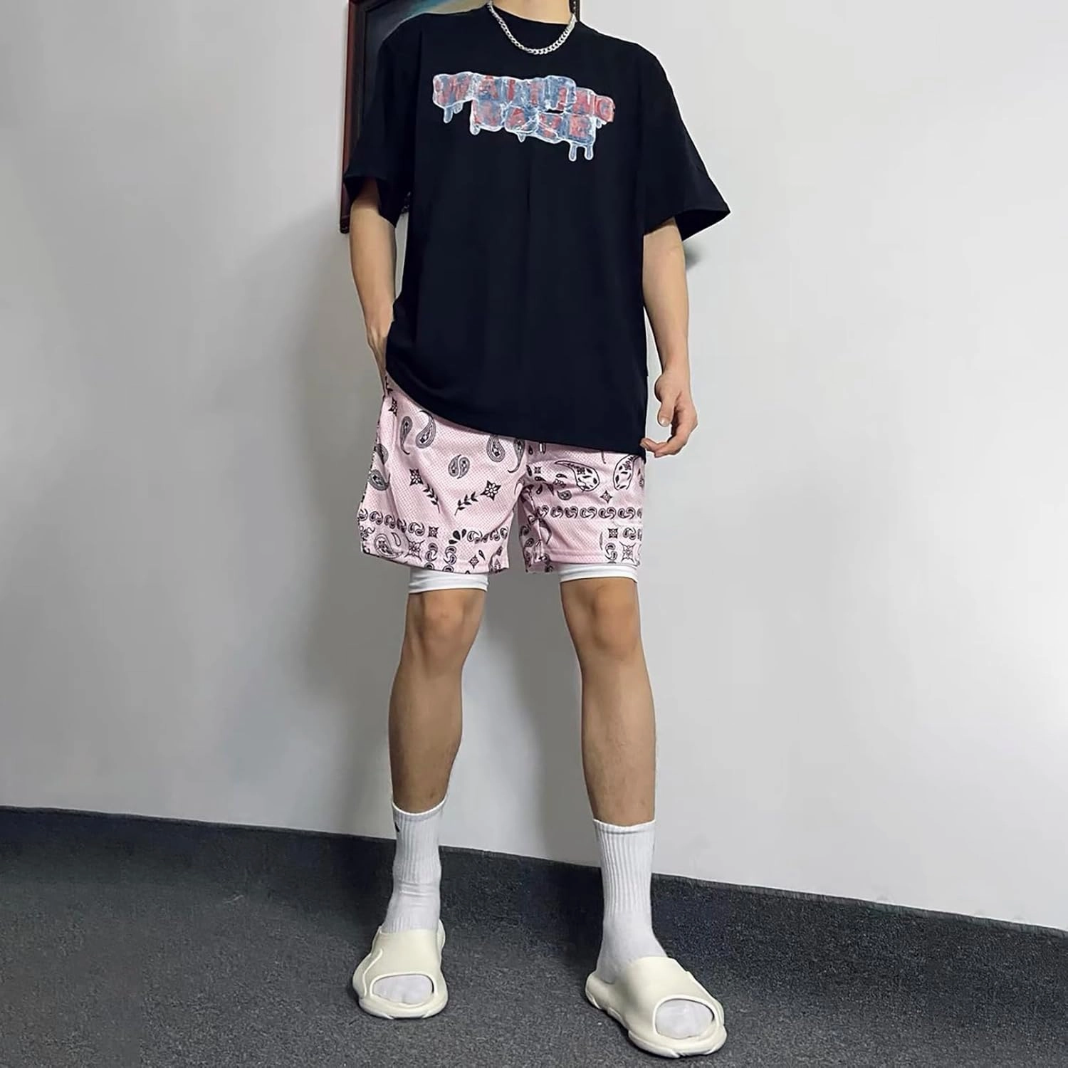 BOOMLEMON Mens Paisley Shorts Mesh Graphic Print Retro Casual Shorts Athletic Gym Basketball Running Short Pants