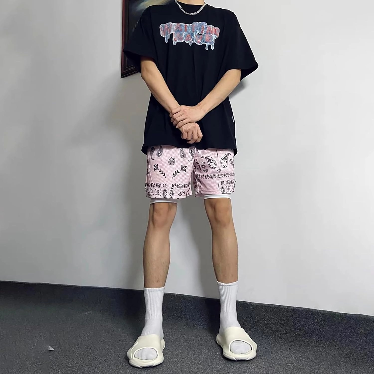 BOOMLEMON Mens Paisley Shorts Mesh Graphic Print Retro Casual Shorts Athletic Gym Basketball Running Short Pants