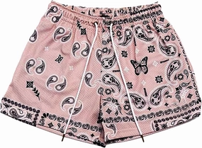 BOOMLEMON Mens Paisley Shorts Mesh Graphic Print Retro Casual Shorts Athletic Gym Basketball Running Short Pants