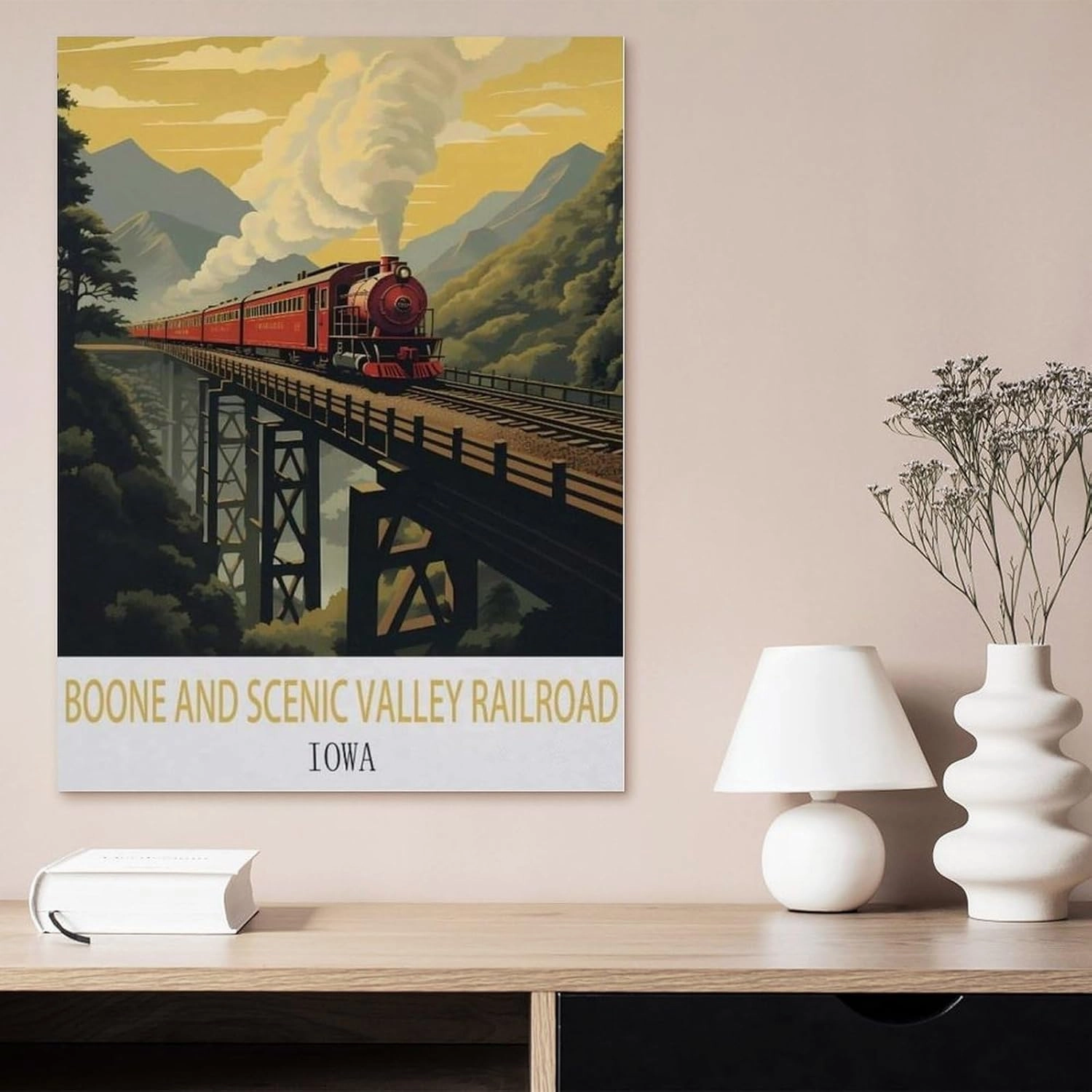 Boone and Scenic Valley Railroad Iowa Vintage Travel Posters Sunset，Jigsaws Puzzles 1000 Pieces Classic Jigsaws Educational Games Toys，Best Gift for Adults and Kids（50x70cm）-CX10