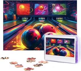 Bowling Balls Puzzles 500 Pieces Personalized Jigsaw Puzzles with Storage Bag Photos Puzzle for Photos Challenging Picture Puzzle for Family Home Decor Jigsaw (15" x 10.2")