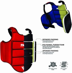 Boxing Body Protector Reversible, Kickboxing MMA Muay Thai Chest Guard, Sparring Training Heavy Punching, Adjustable Shield, Martial Arts Upper Belly Protection Pad, Taekwondo