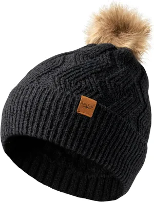 Britt's Knits Womens Stylish Warm Knit Mainstay Plush-Lined Pom Pom Cold Weather Hat