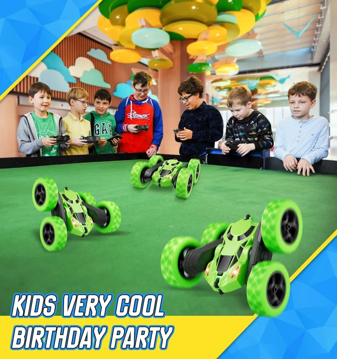 BROADREAM Stocking Stuffers for Kids, Double Sided 360°Rotating 4WD RC Cars with Headlights, Toys for 3 4 5 6 Year Old Boys Girls