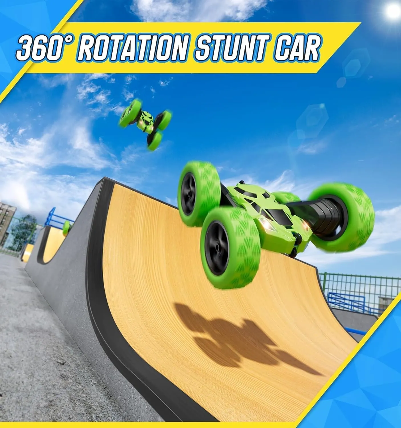 BROADREAM Stocking Stuffers for Kids, Double Sided 360°Rotating 4WD RC Cars with Headlights, Toys for 3 4 5 6 Year Old Boys Girls