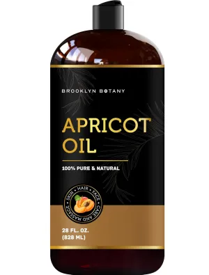Brooklyn Botany Apricot Kernel Oil for Skin, Hair and Face - 100% Pure and Natural Body Oil and Hair Oil - Carrier Oil for Essential Oils, Aromatherapy and Massage Oil - 28 fl Oz
