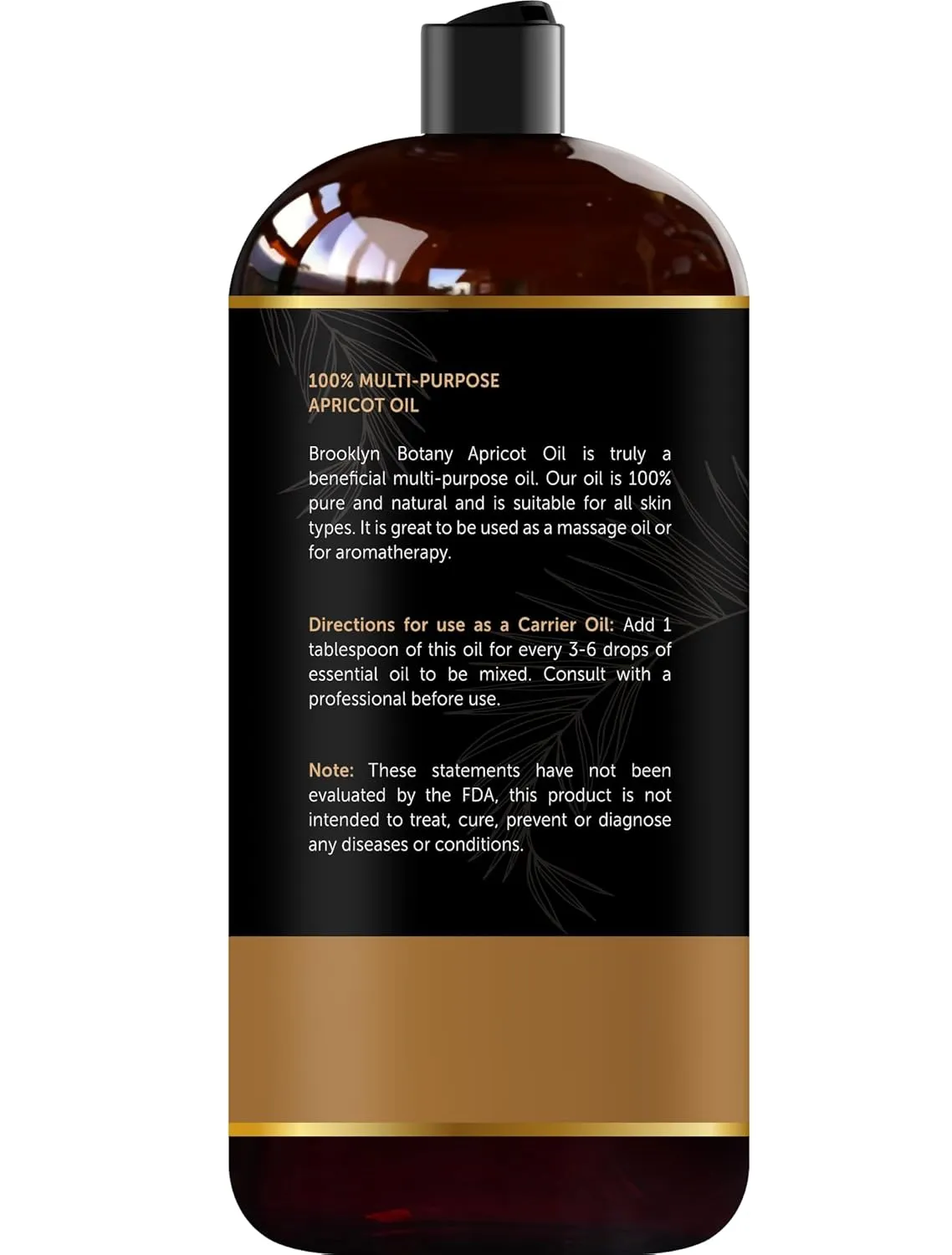 Brooklyn Botany Apricot Kernel Oil for Skin, Hair and Face - 100% Pure and Natural Body Oil and Hair Oil - Carrier Oil for Essential Oils, Aromatherapy and Massage Oil - 28 fl Oz