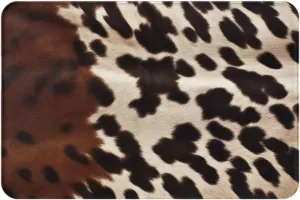 Brown Cowhide Bathroom Rugs Absorbent Microfiber Bath Mats Flannel Area Rug Rubber Backing Non Slip Door Mat for Outdoor Indoor Home Entry Mat 24 x 16 in