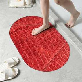 Brown Diatomaceous Earth Bath Mat Crocodile Skin Designer Themed Art with Rubber Backing Fit Under Bathroom Doormat Rugs Animal Print 19.7x31.5 Inches