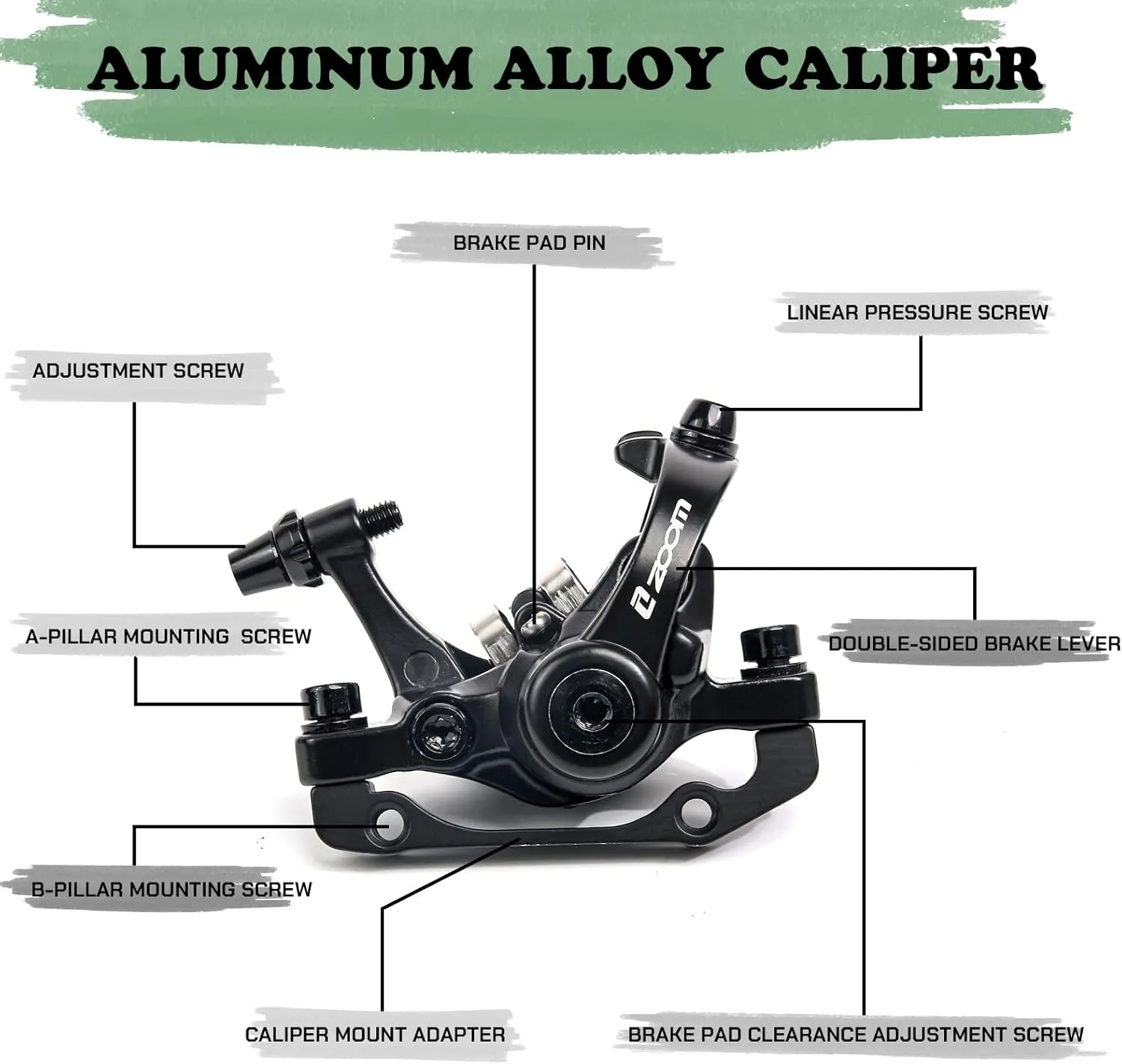 BUCKLOS Mountain Bike Mechanical Disc Brake Caliper with Adapter, MTB Dual Piston Line Pulling Brakes Aluminum Alloy Calipers Front  Rear with Brake Pads for Road Bike, Mountain Bike