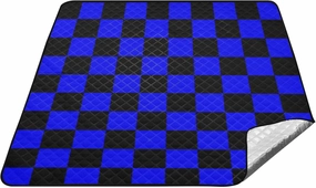 Buffalo Plaid Check Black Blue Waterproof Picnic Basket XXL Beach Camping Floor Mat for Ground Picnic Items Blanket para Picnic