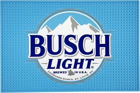 Busch Light Bar Mats for Countertop - 18x12 inches, Non-Slip Rubber Backing, Home Bar Coffee Maker Compatible
