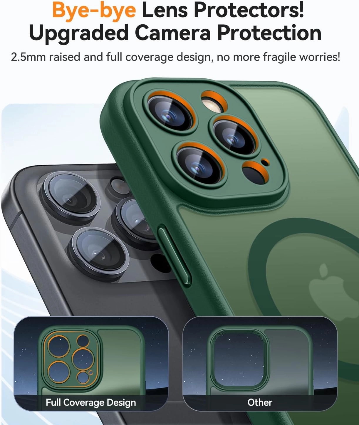 CANSHN Magnetic Compatible with iPhone 16 Pro Case, Upgraded [Full Camera Protection] [Compatible with Magsafe] [Translucent Matte] Shockproof Protective Phone Case Cover 6.3 Inch - Deep Green
