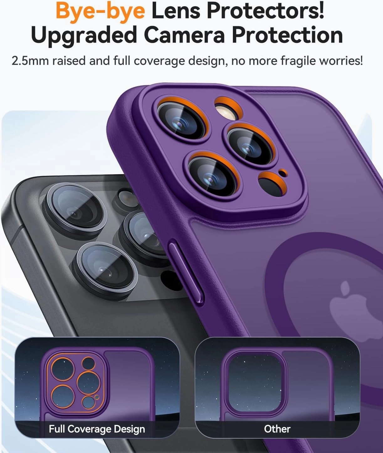 CANSHN Magnetic Compatible with iPhone 16 Pro Case, Upgraded [Full Camera Protection] [Compatible with Magsafe] [Translucent Matte] Shockproof Protective Phone Case Cover 6.3 Inch - Deep Purple