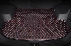 Car Boot Mats for Genesis G80 EV Pure Electric 2023 2024, Custom Protector Pad Cargo Tray Liners Trunk Carpets All Weather Interior Accessories,Black Red